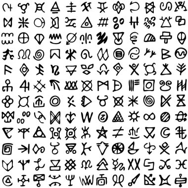 Runes simgeler kümesi. Eski gizli semboller, Vikingler gibi beyaz harfler