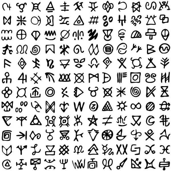 Sada symbolů runy. Starověké okultní symboly, Vikingové jako písmena na bílém pozadí — Stockový vektor