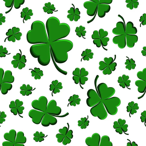 Seamless pattern green clover leaf decorative on a white background — Stock Vector
