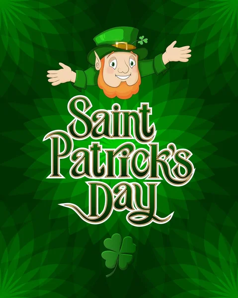 Cin ile bir takım elbise ile kart St Patricks Günü için. Aziz Patrick gününüz kutlu olsun — Stok Vektör