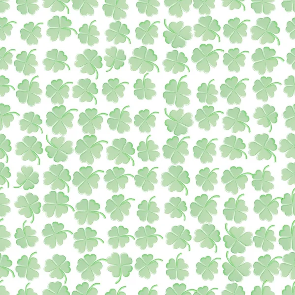 St Patricks Clover seamless pattern green clover isolated on white background — Stock Vector