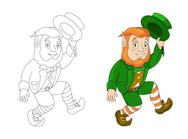 Yeşil elbise ceket ve silindir şapka dans çizgi film Leprikon