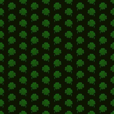 Siyah zemin üzerine yeşil çizgili yoncaları. vektör seamless modeli