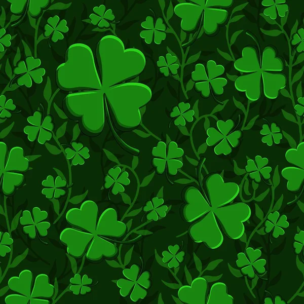 St Patricks Jour motif sans couture trèfle vert tissage avec fond de lianes — Image vectorielle