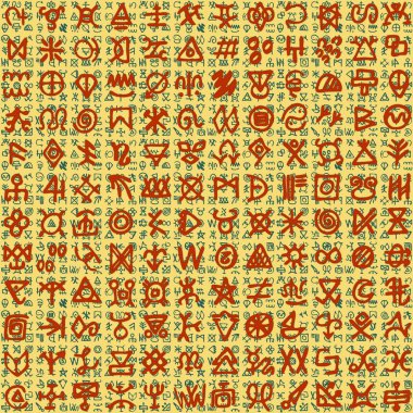 Mısır 'ın süs eşyası ve arkaplandaki hiyeroglifler gibi vektör çizimi