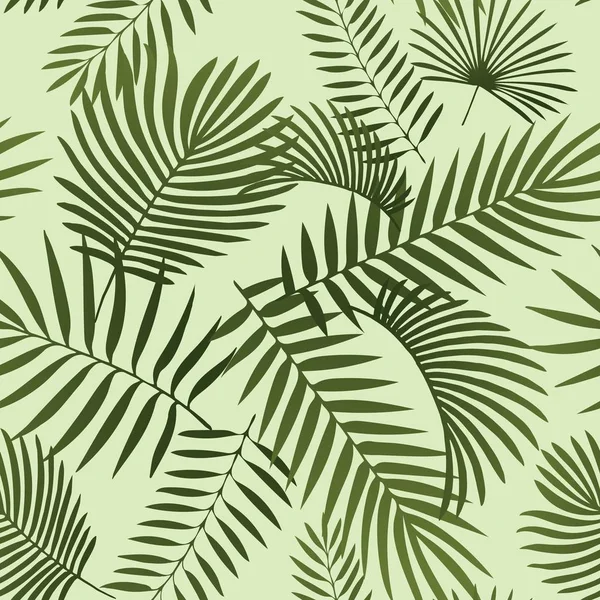 Зеленые тропические листья. Бесшовный графический дизайн с удивительными пальмовыми листьями — стоковый вектор