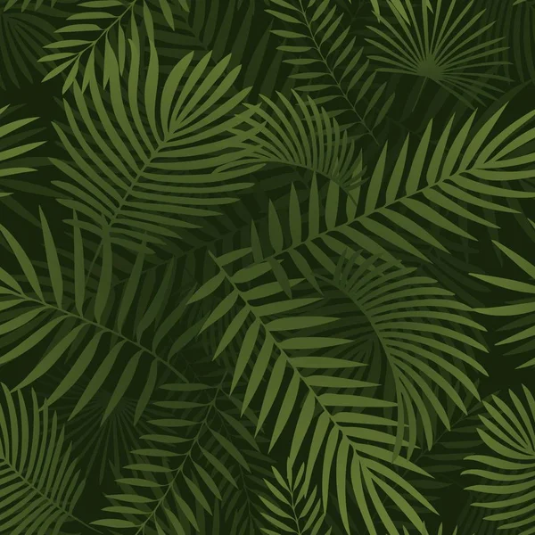 Hojas tropicales verdes. Diseño gráfico sin costuras con hojas de palmeras increíbles — Vector de stock