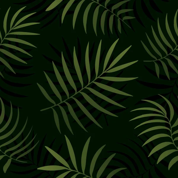 Hojas de palma tropical, hojas de la selva sin costuras vector floral patrón fondo — Vector de stock