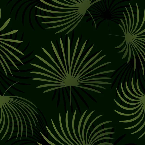 Tropiska palmblad, djungel blad sömlös vektor blommönster bakgrund — Stock vektor