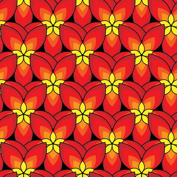 Ilustração vetorial do padrão de flores simplesmente vermelhas. Flores vermelhas e amarelas —  Vetores de Stock