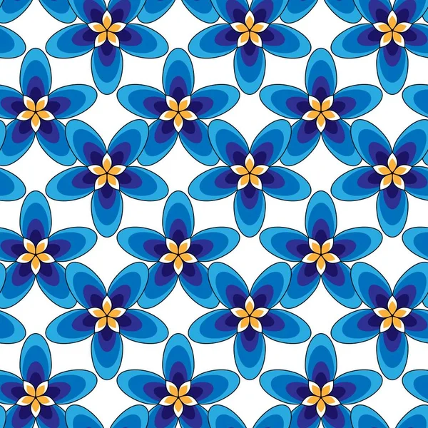 Ilustración vectorial de patrón de flores simplemente azul. Flores azules y violetas — Vector de stock