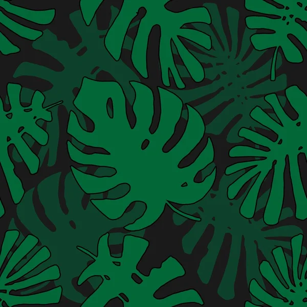 Тропічний патерн. Безшовна текстура з мальованими руками листя екзотичного дерева — стоковий вектор