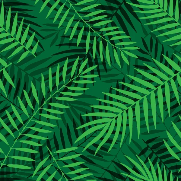 ベクトル熱帯のヤシの葉シームレス パターン ジャングル花の装飾的な背景 — ストックベクタ