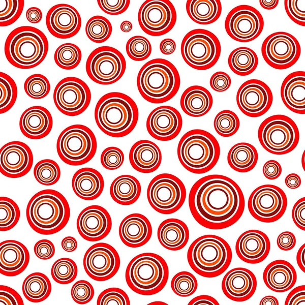 Seamless background of concentric circles in neon red colors on white — Stock Vector