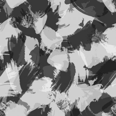 El çizilmiş fırça darbeleri ile gri tonlama geometrik mürekkep grunge dikişsiz desen