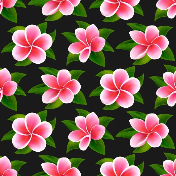 Hermosas flores tropicales sin costuras flores verano patrón vector fondo — Vector de stock