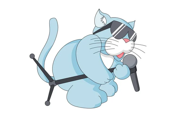 Beyaz izole baskı tasarımı için Rock and roll kedi karikatür vektör illüstrasyon — Stok Vektör