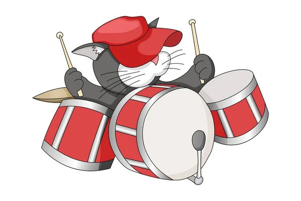 Rock and roll Cat Cartoon Vector illustration för tryckdesign isolerad på vitt — Stock vektor
