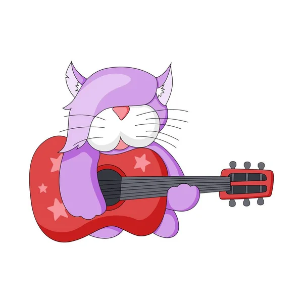 Rock and roll Cat Cartoon Vector illustration för tryckdesign isolerad på vitt — Stock vektor