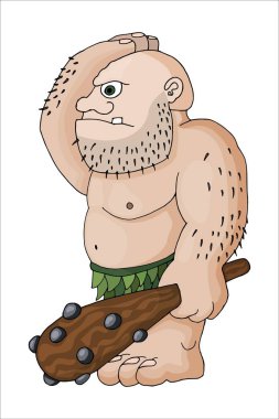 Vector cartoon clip art illustration of a tough mean muscular ogre or giant clipart