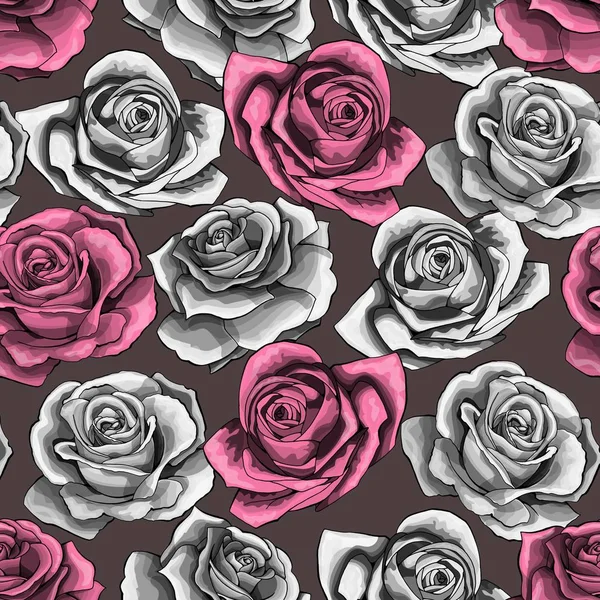 Векторный винтажный ручной розовый цветок с цветущим безморским узором — стоковый вектор