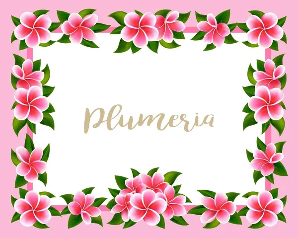 Orman egzotik çiçekler ve pembe çiçekler ile Tropikal Hawaii çerçeve