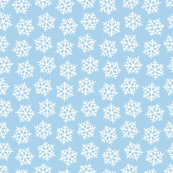 Copos de nieve blancos en azul para la caja de regalo de Navidad patrón de papel — Vector de stock