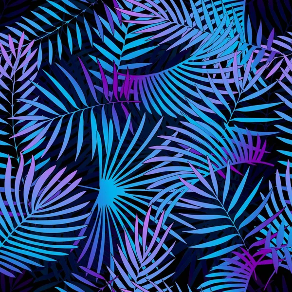 Тропические растения неоновые флуоресцентные цвета бесшовный фон картины — стоковый вектор