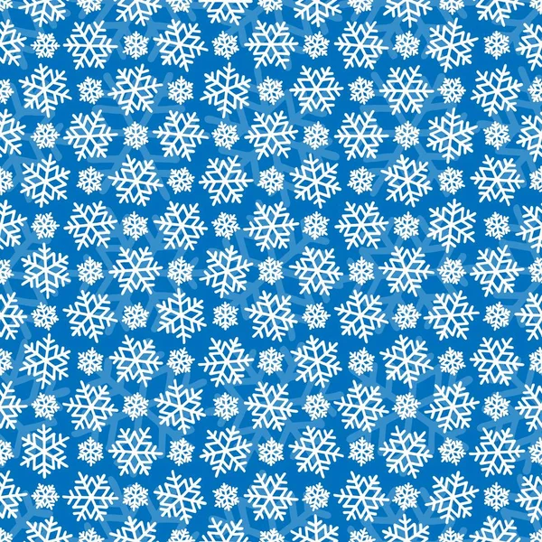 クリスマスギフトボックスパッパーパターンのための青の白い雪片 — ストックベクタ