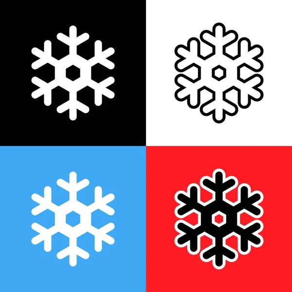 Ideal snowflake vector icon variants on different backgrounds — Stock Vector