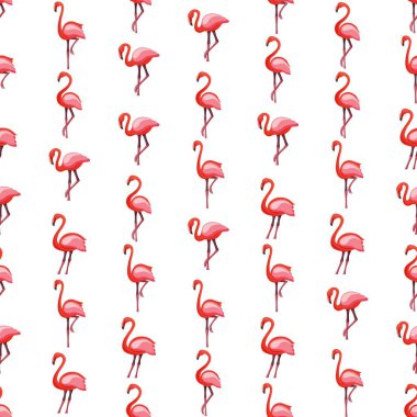 Beyaz arka planda pembe flamingo dikişsiz desen