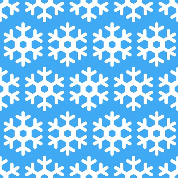 Vita geometriska snöflingor på blå vinter sömlösa mönster — Stock vektor