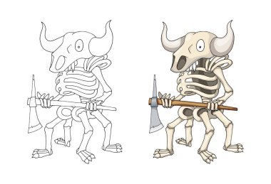 İki Elle Balta, çizgi film Karakteri ile Duran Şeytan İskelet Savaşçı