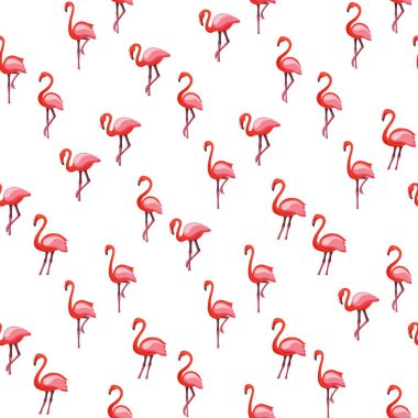 Beyaz arka planda pembe flamingo dikişsiz desen