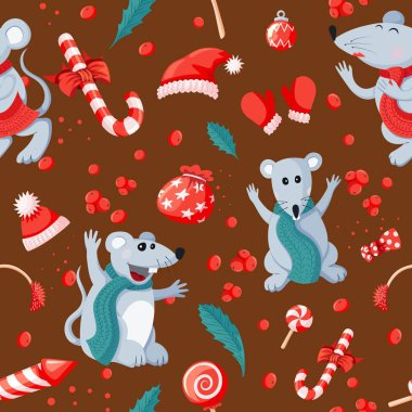 Tatil özellikleri ile Dikişsiz Noel Happy New Year desen