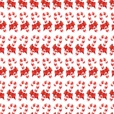 Şeker kamışı ile dikişsiz desen, Noel vektör illüstrasyon arka plan