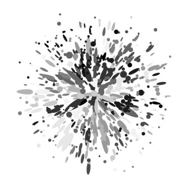 Gri tonlu boya mürekkebi patlama boyası sıçratıyor. Çizgi film tipografik ögesi