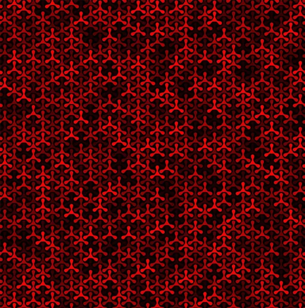 Formas geométricas triplex rojas sin costuras en el patrón de vector de fondo negro — Vector de stock