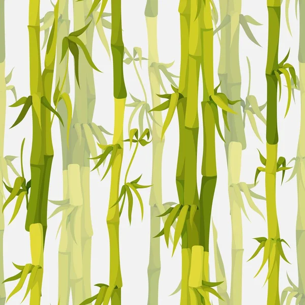 Vector background with green bamboo stems seamless pattern — 스톡 벡터