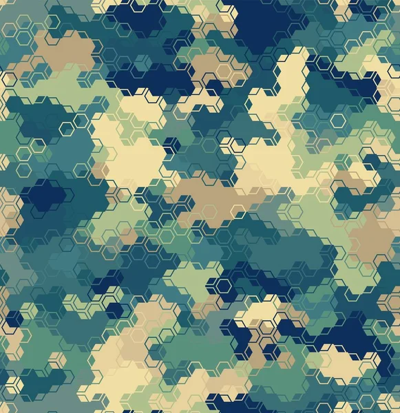 Textura militar camuflaje patrón sin costuras. Adorno camuflaje moderno abstracto — Vector de stock