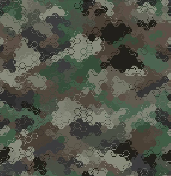 Textura militar camuflaje patrón sin costuras. Ilustración abstracta vector ejército — Vector de stock