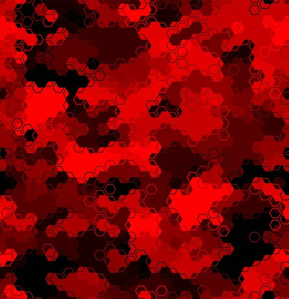 Рубіновий візерунок трикутників, гексагонів, квадратів. Червоний, чорний, чорний кольори — стоковий вектор
