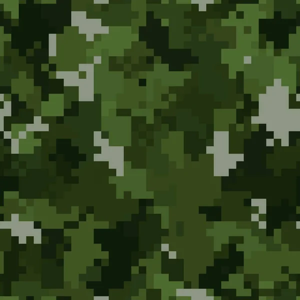 Camuflagem militar padrão sem costura. Estilo pixel digital Woodland. — Vetor de Stock