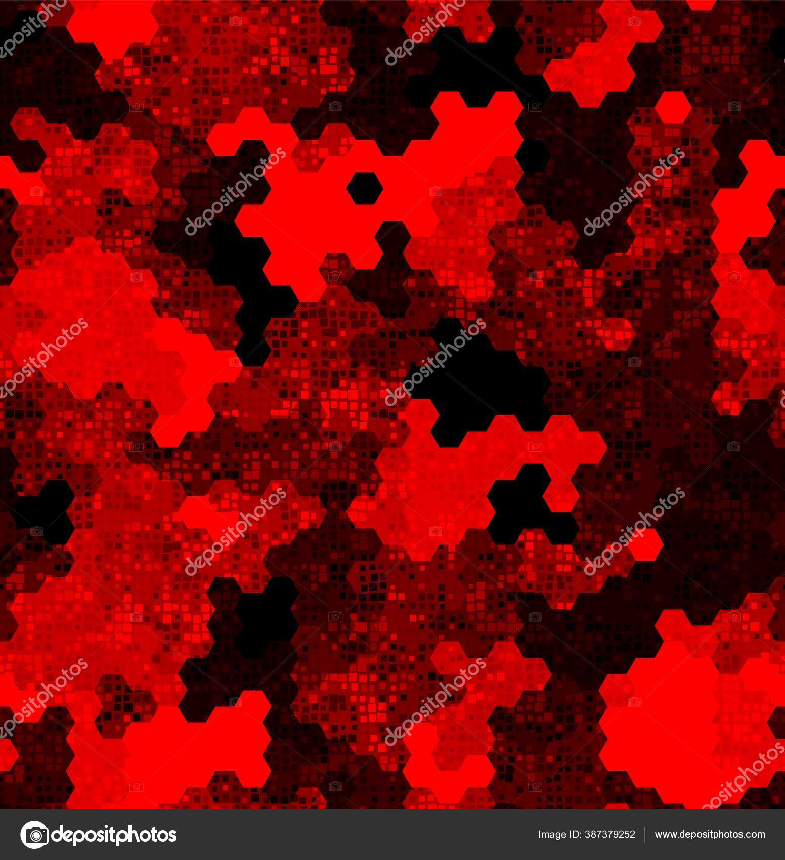 Ruby pattern of triangles, hexagons, Red, maroon, black