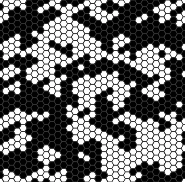 Vector irregular patrón geométrico abstracto sin costura con formas hexagonales — Vector de stock