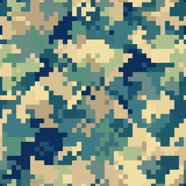 Military camouflage seamless pattern. Urban digital pixel style. — Stock Vector