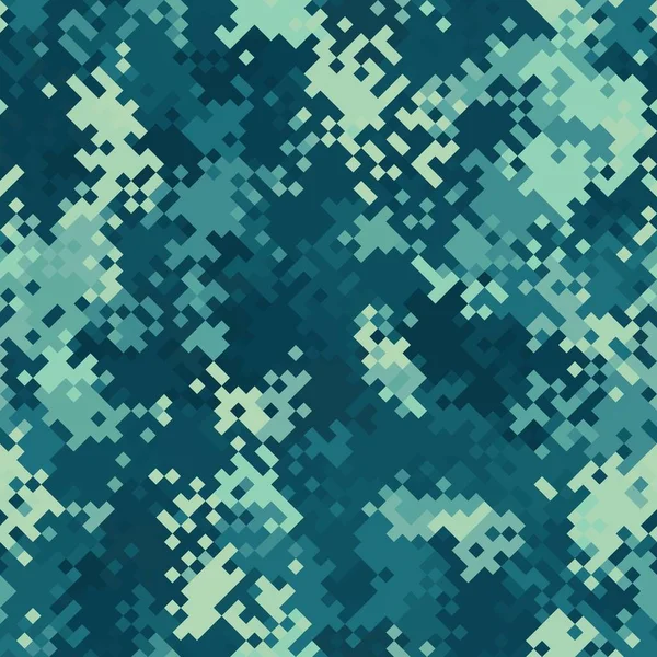 Vetor de textura de camuflagem de pixel marinho digital sem costura para impressão têxtil do exército — Vetor de Stock