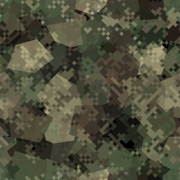 Vector de textura de camuflaje de píxeles de bosque digital sin costuras para la impresión textil del ejército — Vector de stock