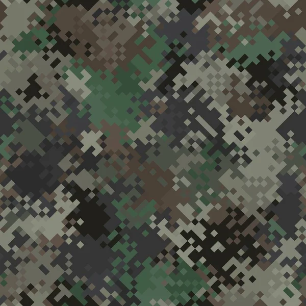 Seamless digital woodland pixel camo texture vector for army textile print — Stock Vector