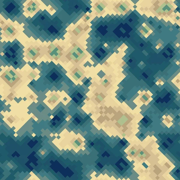 Beige en blauwe halftonen camouflage naadloze vector achtergrond textuur — Stockvector